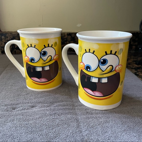 SPONGEBOB SQUAREPANTS VIACOM COFFEE MUG NICKELODEON (set of 2) - Picture 3 of 13